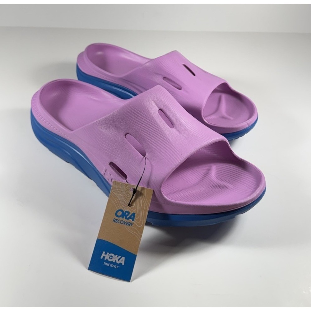 HOKA Ora Recovery Slide 3 Sandals Cyclamen Blue Pink Men's Sz 14 *NEW* 1135061